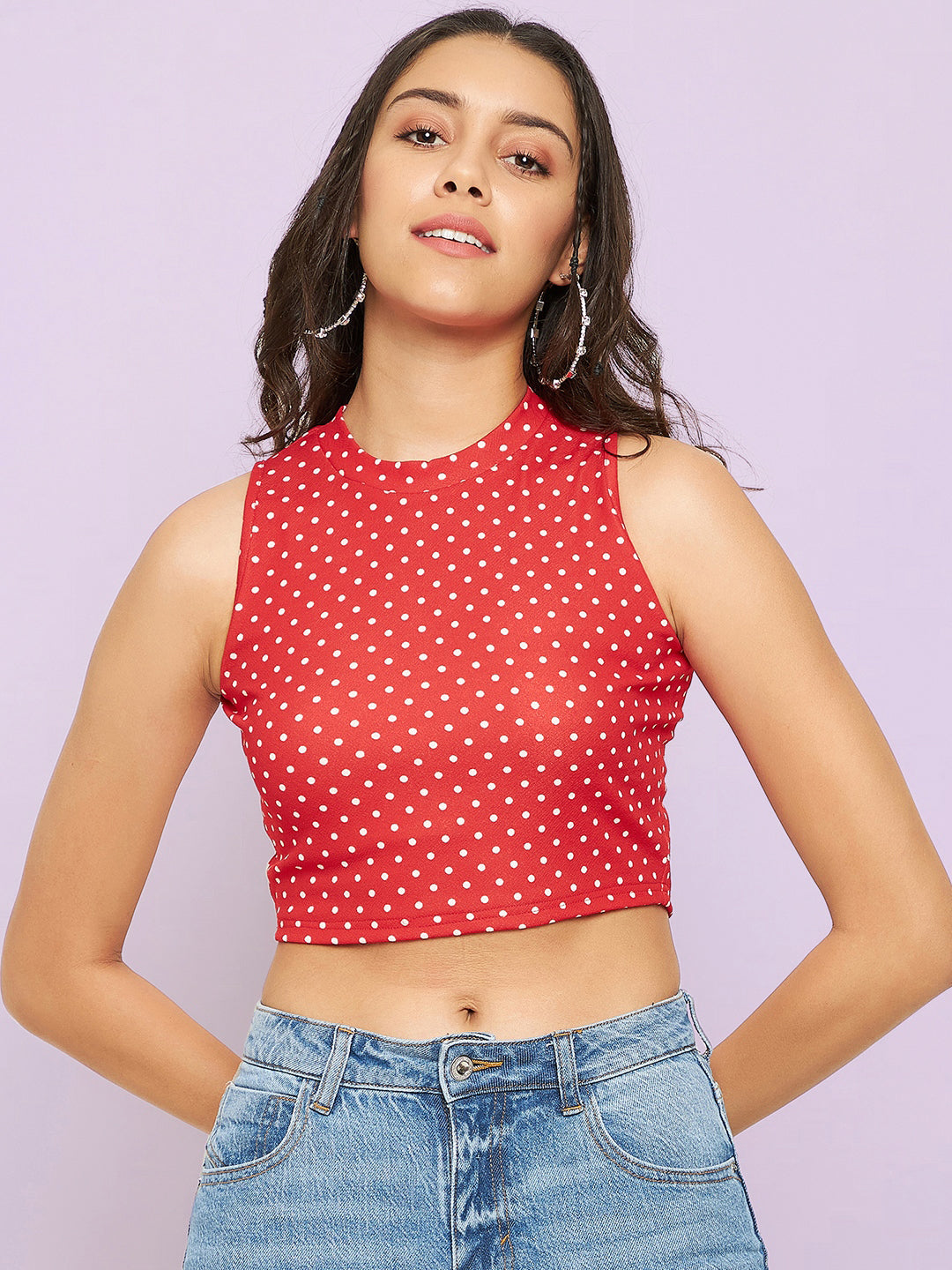 Cotton Stretchable High Neck Crop Top