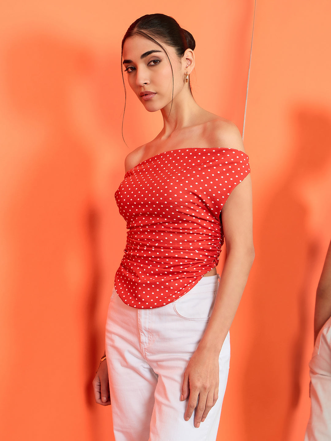 Printed Cotton Stretchable Draped Crop Top