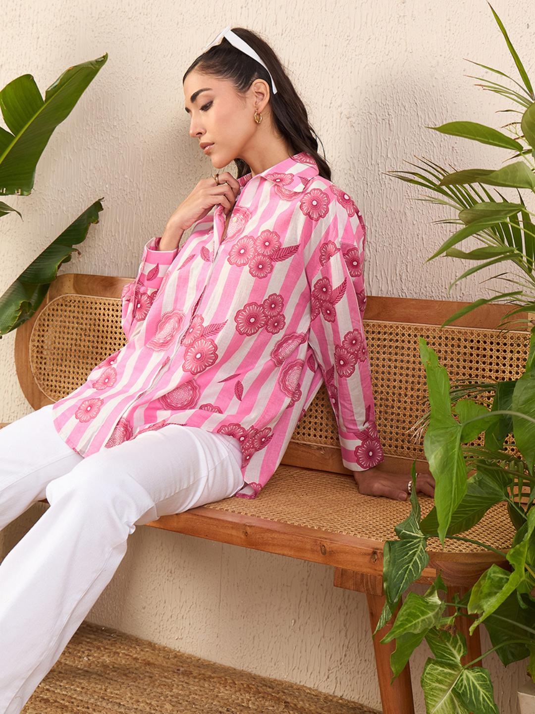 Printed Asymmetrical Cotton Shirt