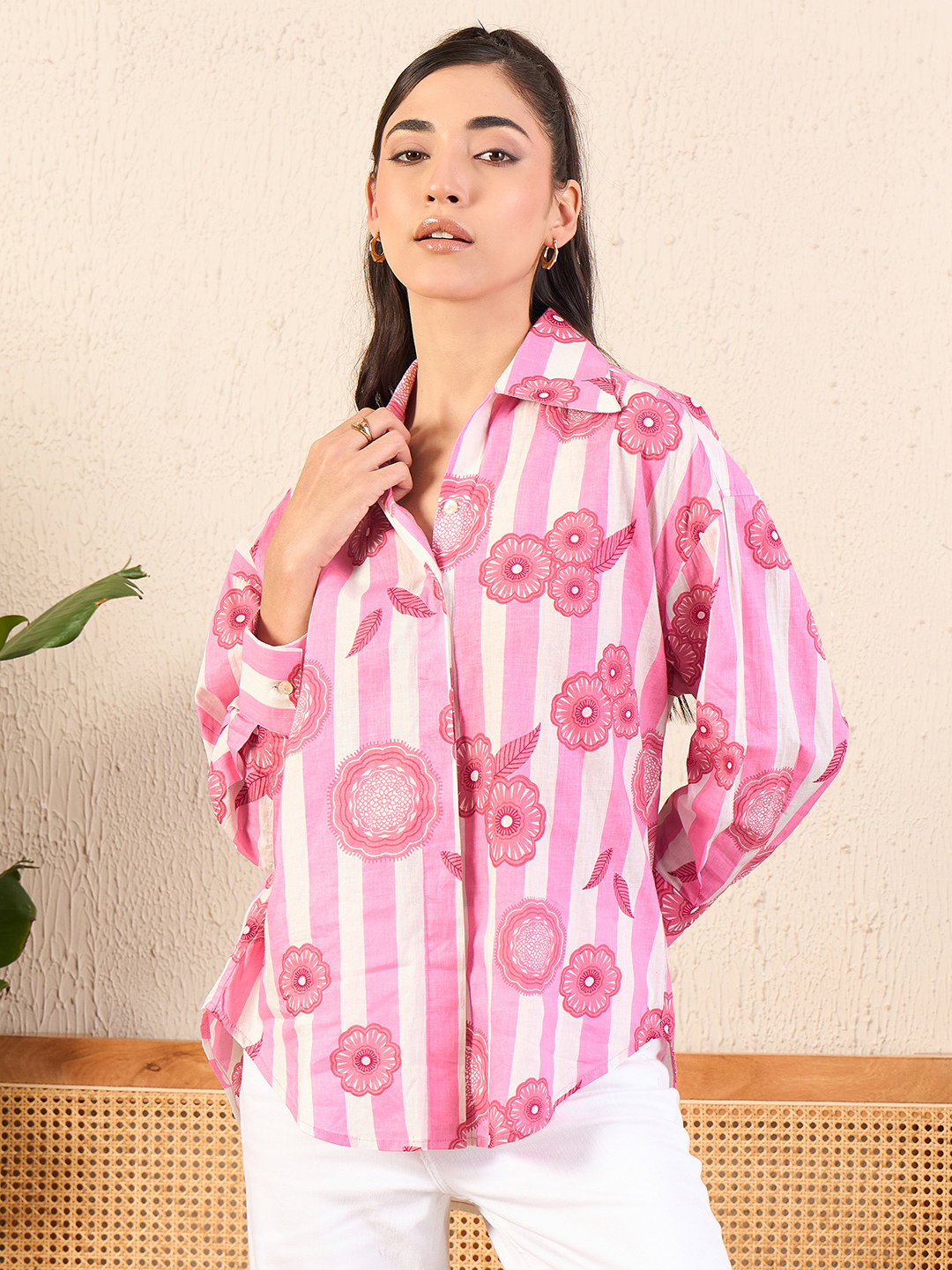 Printed Asymmetrical Cotton Shirt