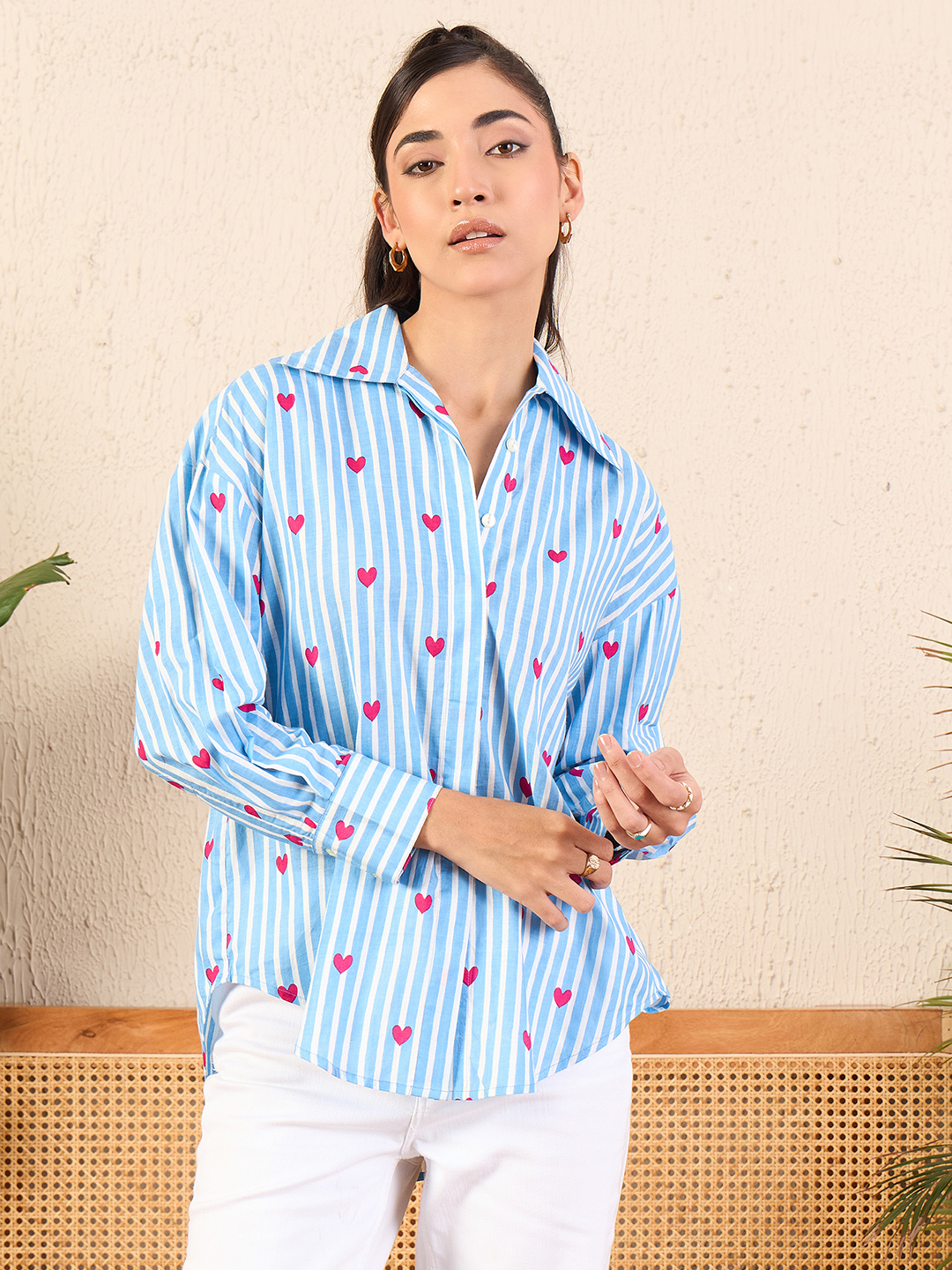 Printed Asymmetrical Cotton Shirt