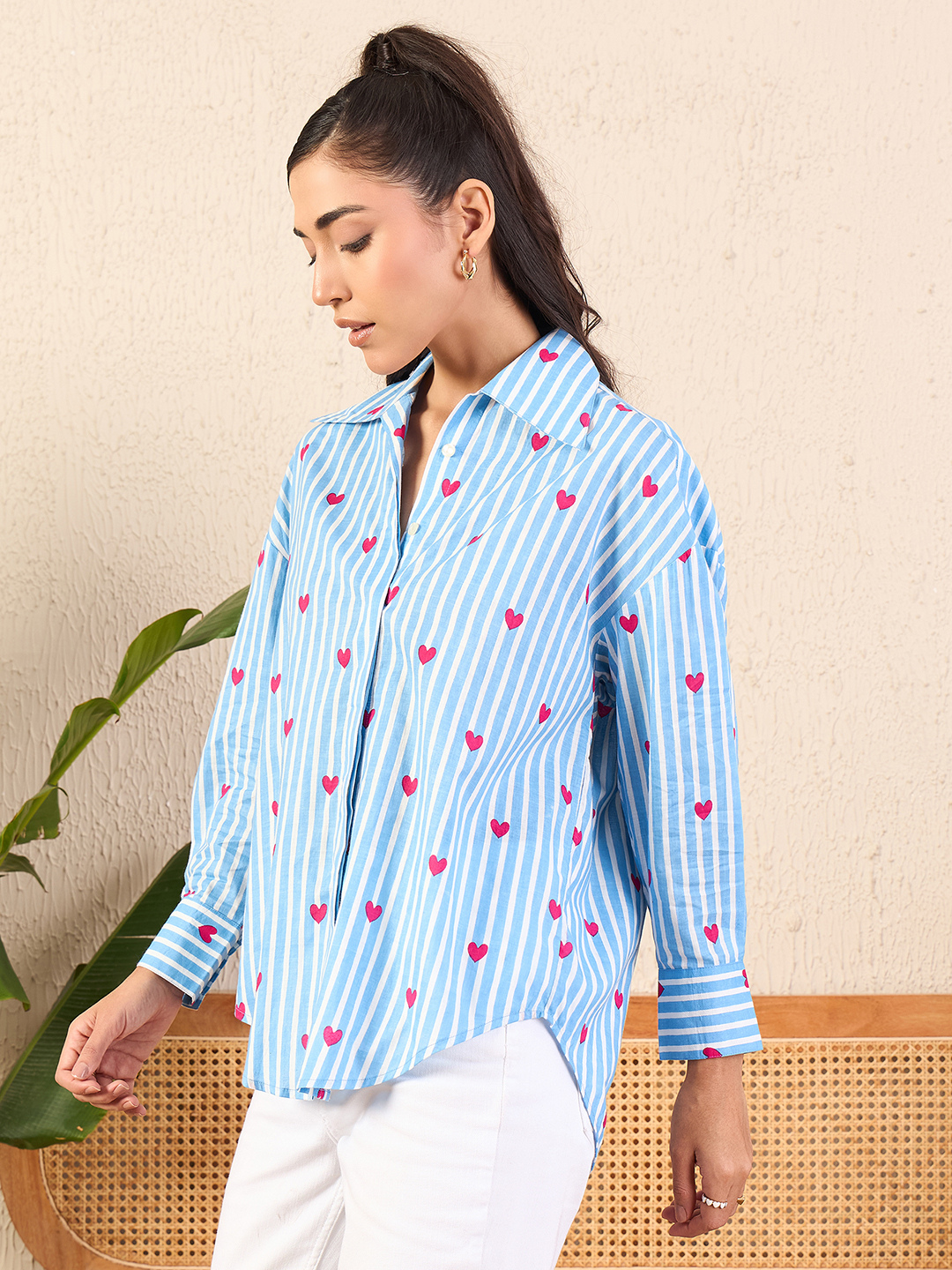 Printed Asymmetrical Cotton Shirt