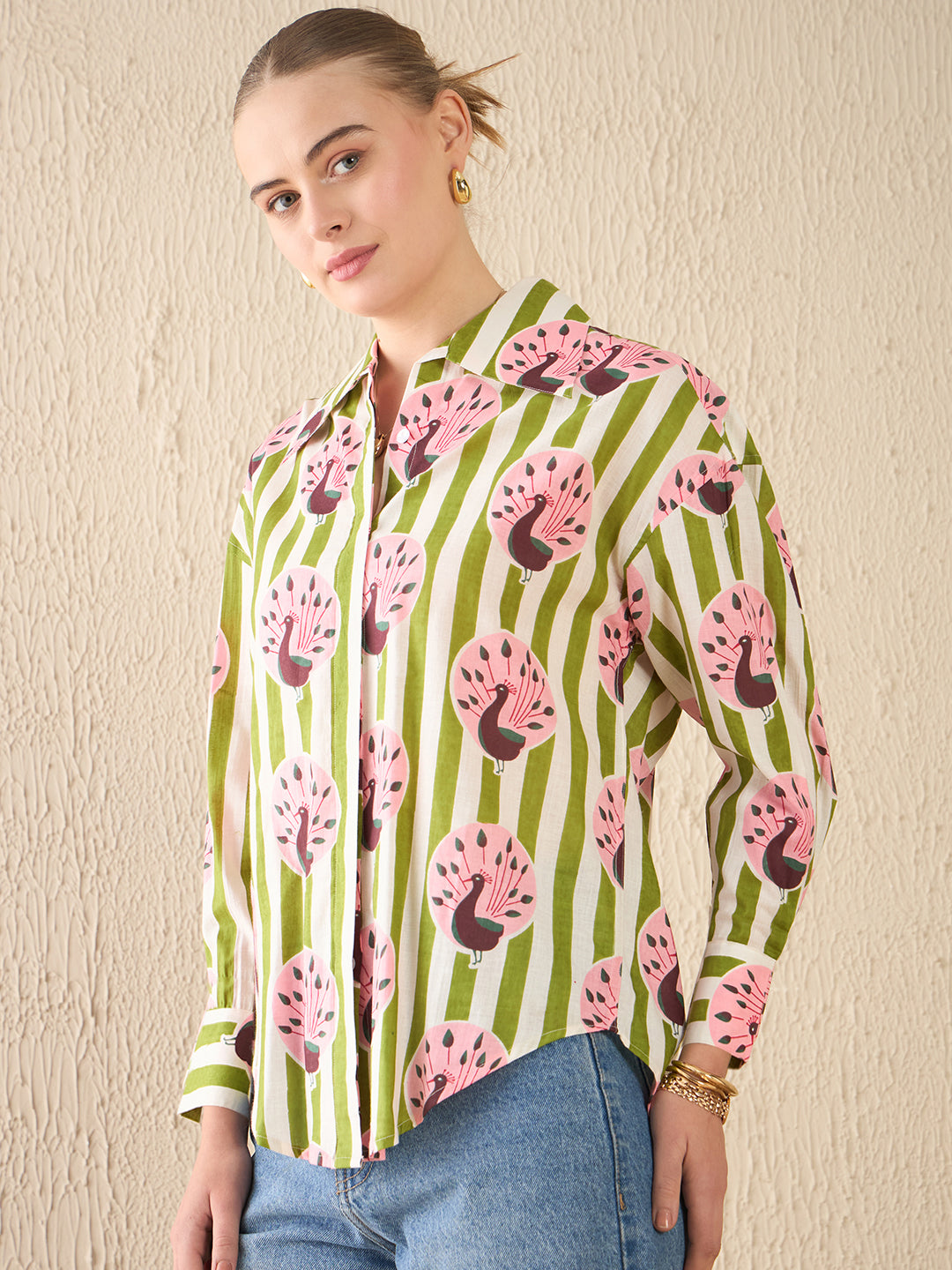 Printed Asymmetrical Cotton Shirt