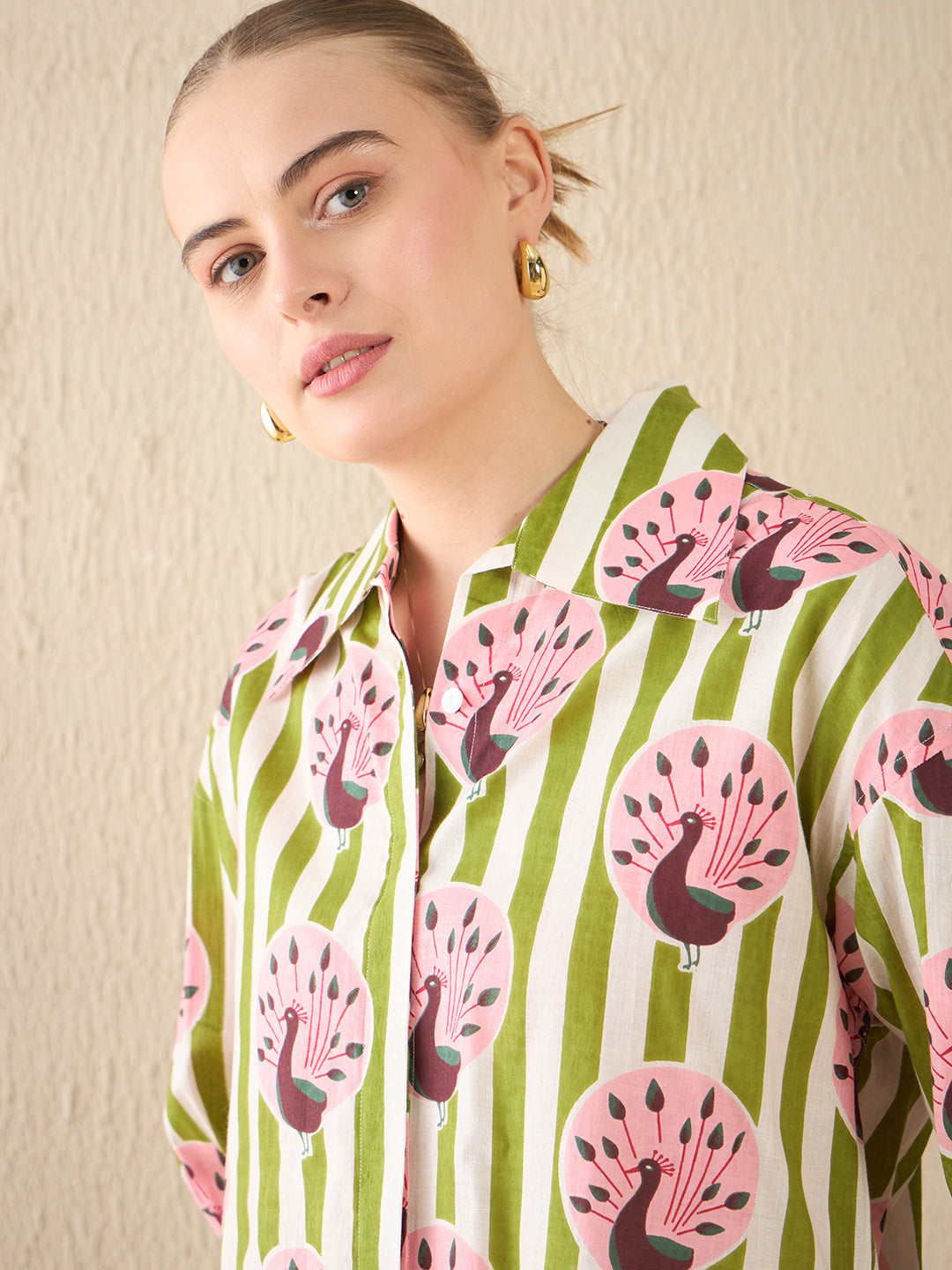 Printed Asymmetrical Cotton Shirt