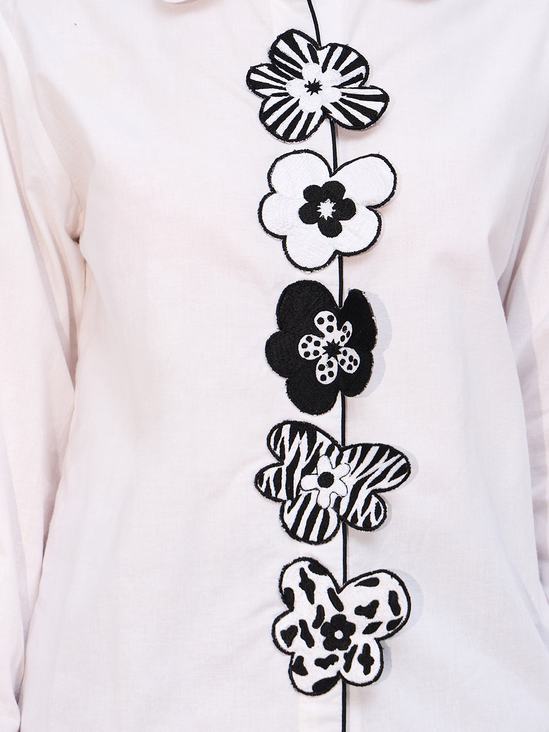 Embroidered Applique Cotton Shirt