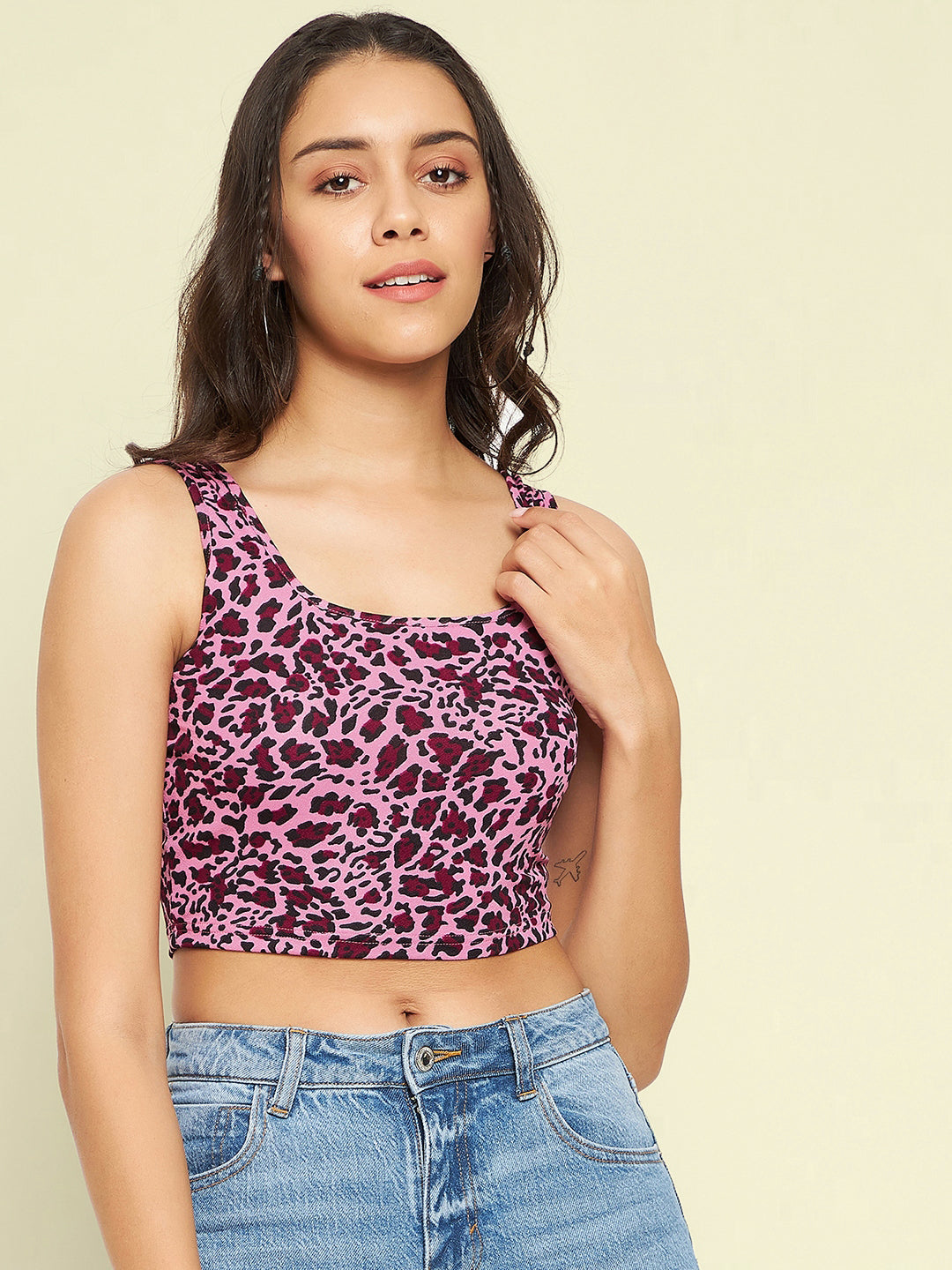 Cotton Stretchable Basic Round Neck Crop Top