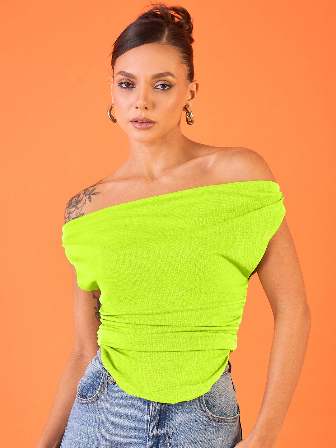 Cotton Stretchable Draped Crop Top