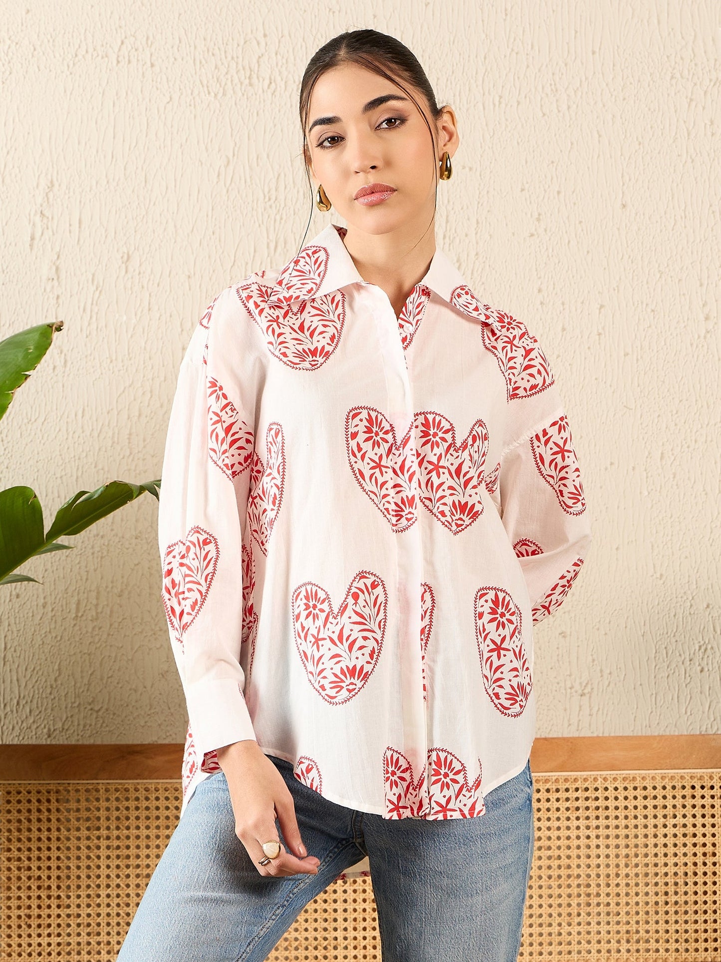 Printed Asymmetrical Cotton Shirt