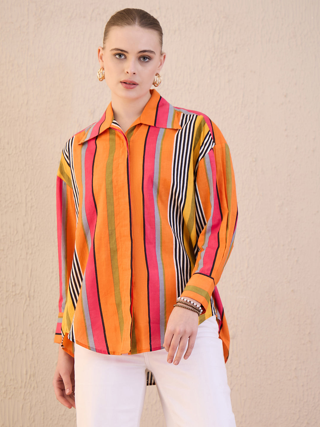 Printed Asymmetrical Cotton Shirt