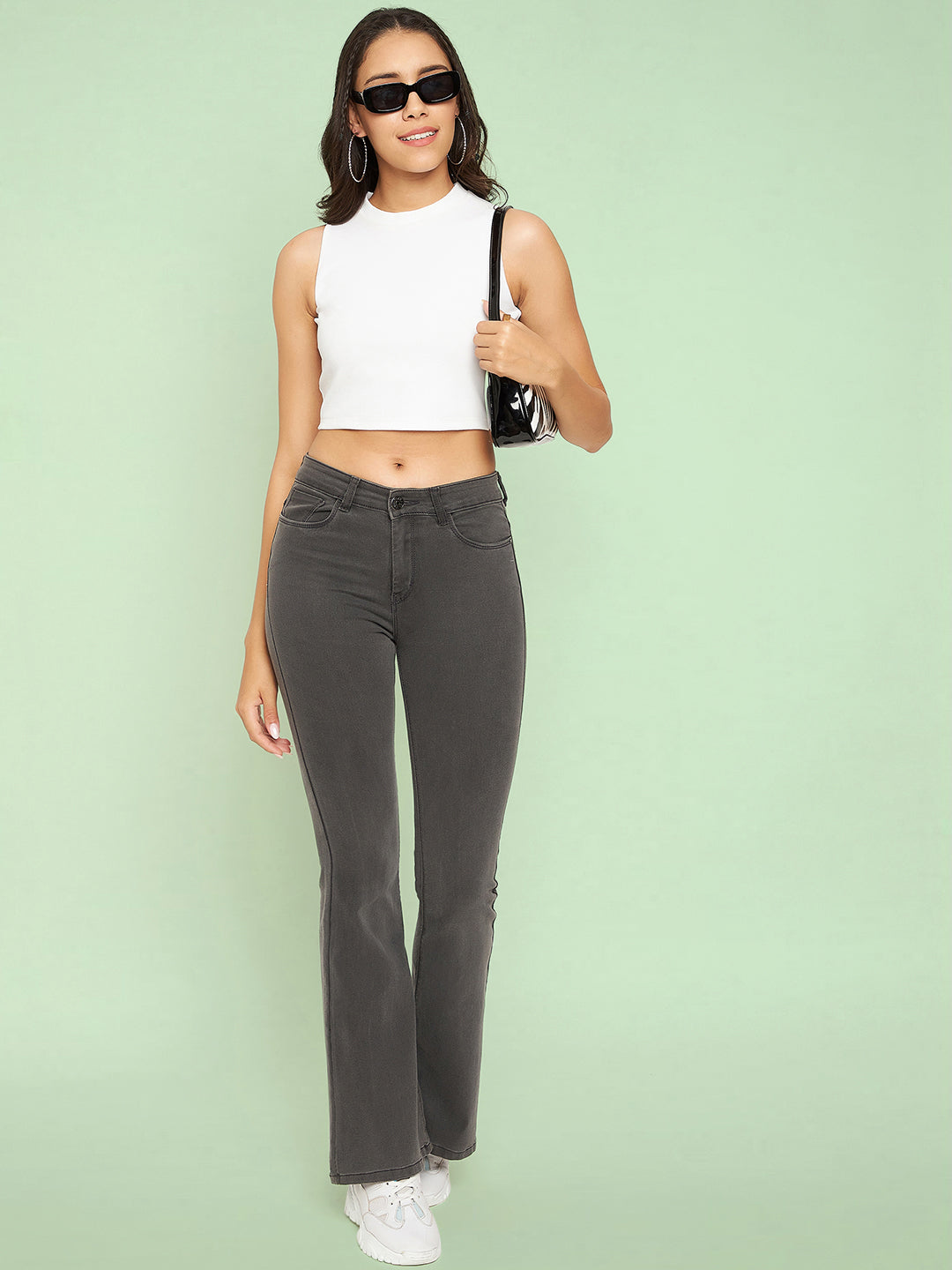 Cotton Stretchable High Neck Crop Top