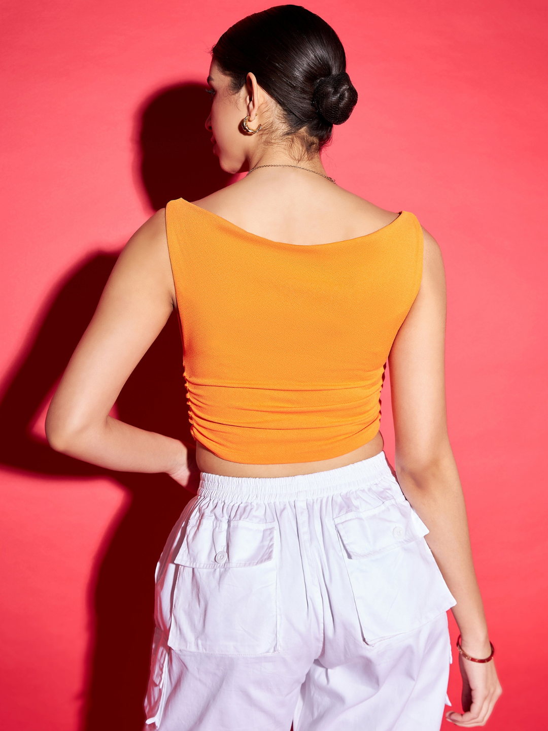 Cotton Stretchable Draped Crop Top