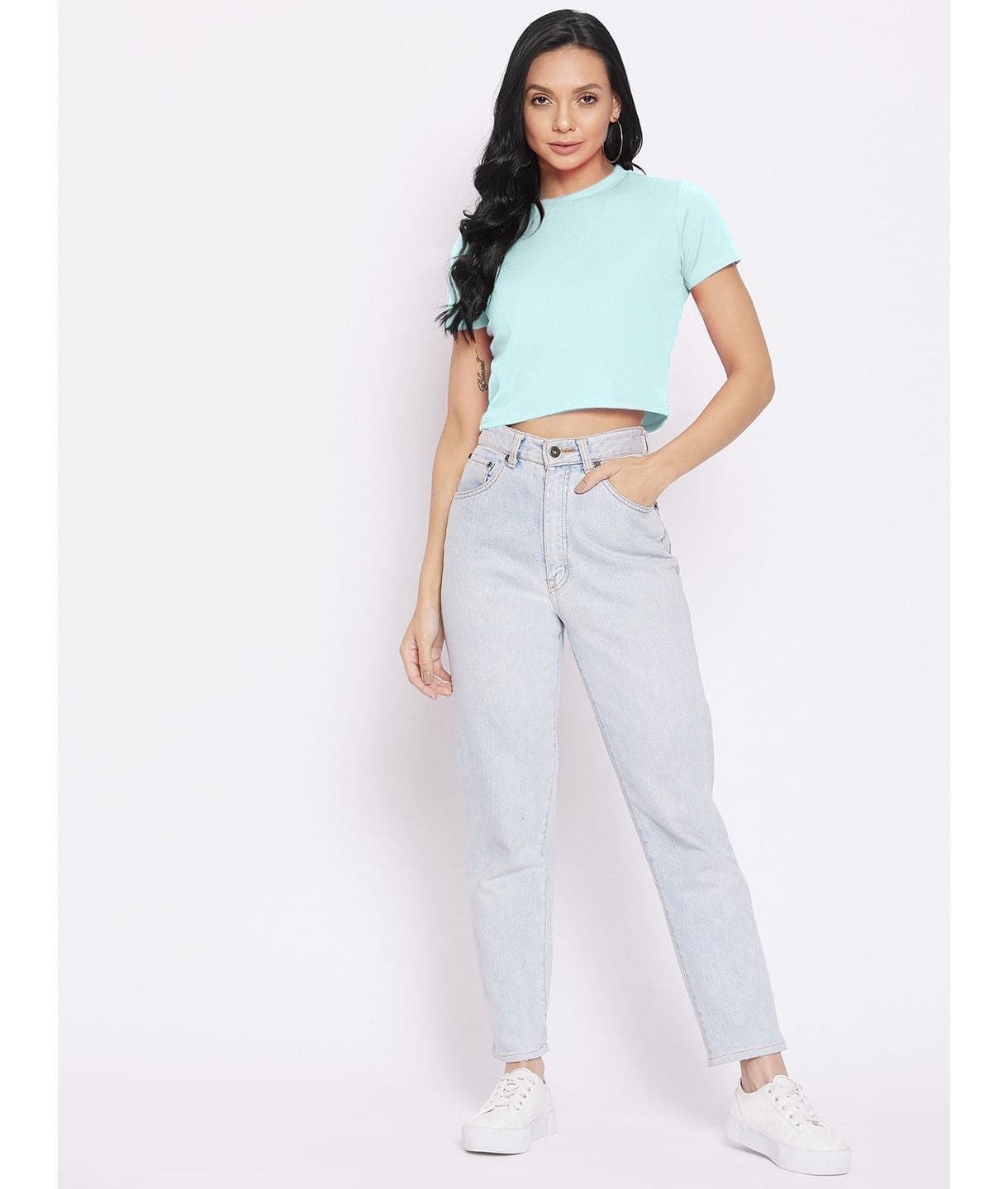 Solid Cotton Stretchable Crop Top