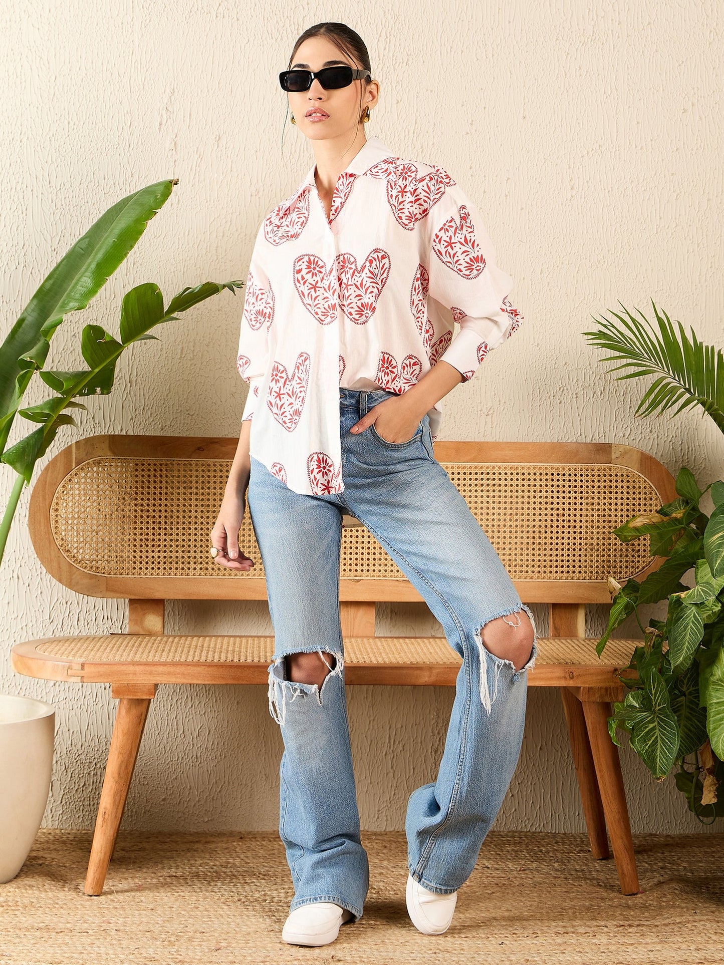 Printed Asymmetrical Cotton Shirt