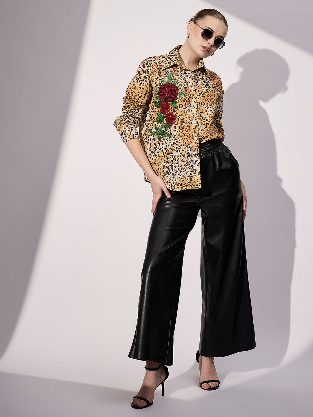 Sequinned Applique Cotton Shirt