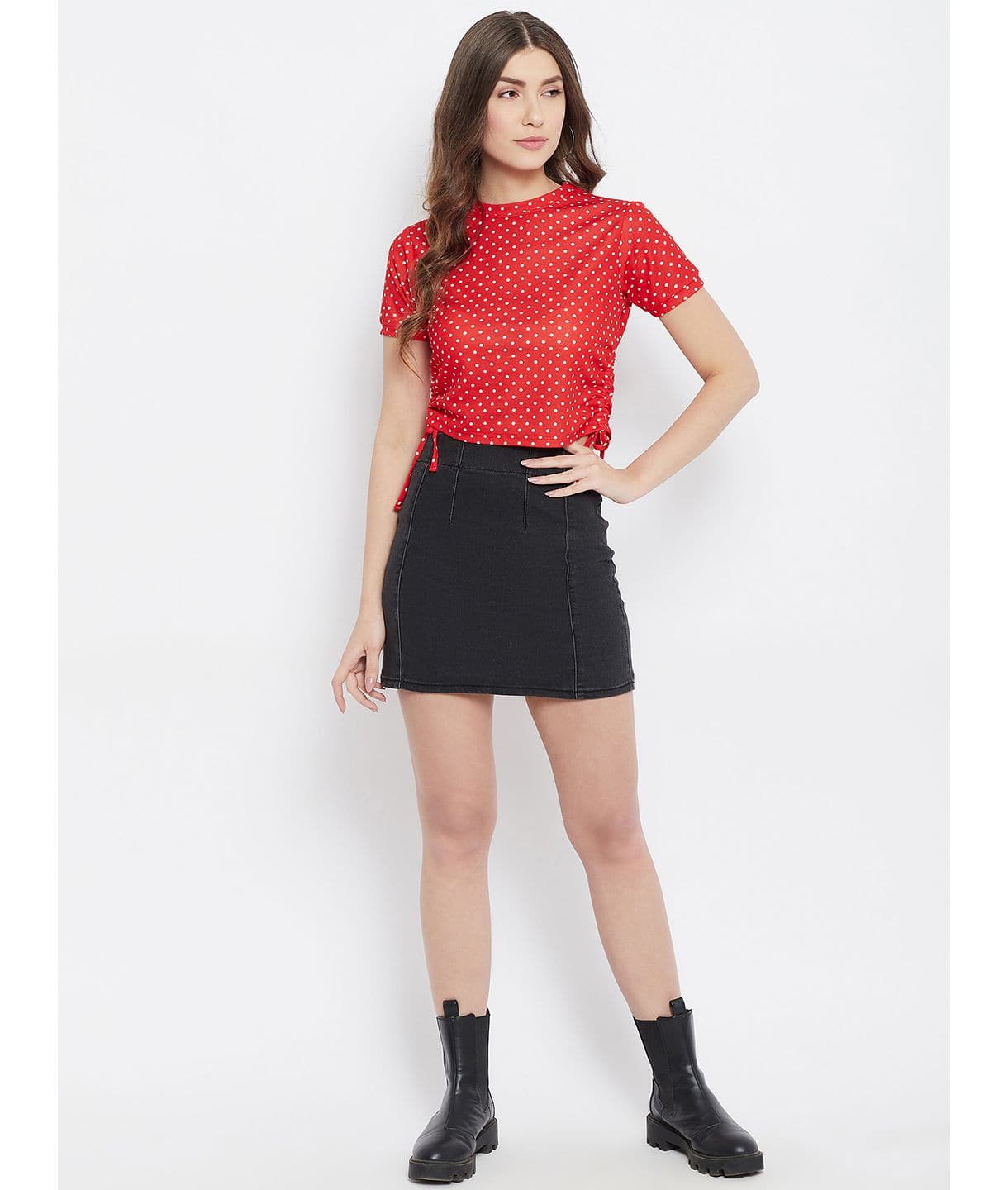 Cotton Stretchable Side Drawstring Crop Top