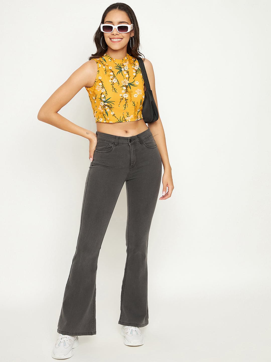 Cotton Stretchable High Neck Crop Top