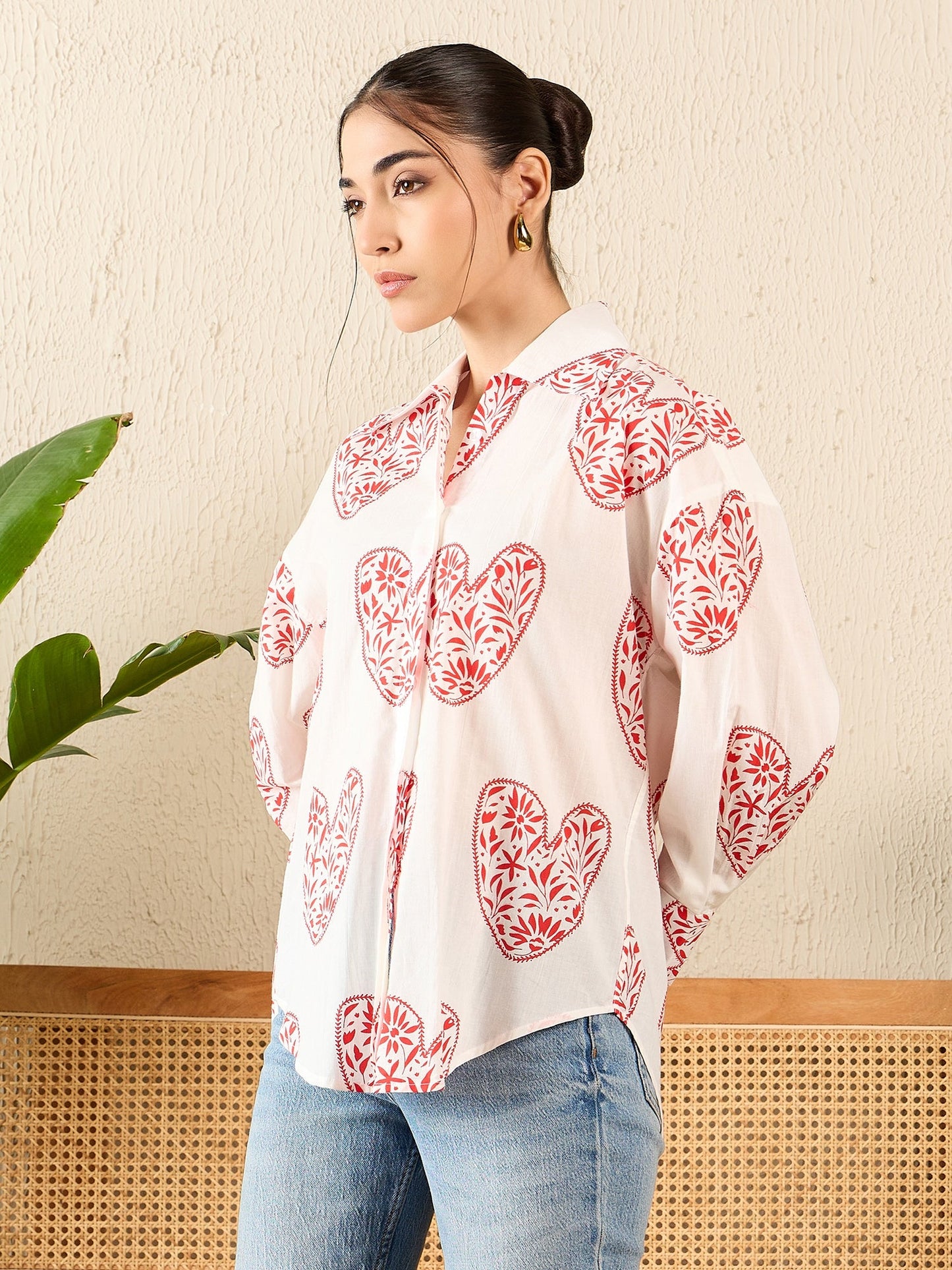 Printed Asymmetrical Cotton Shirt