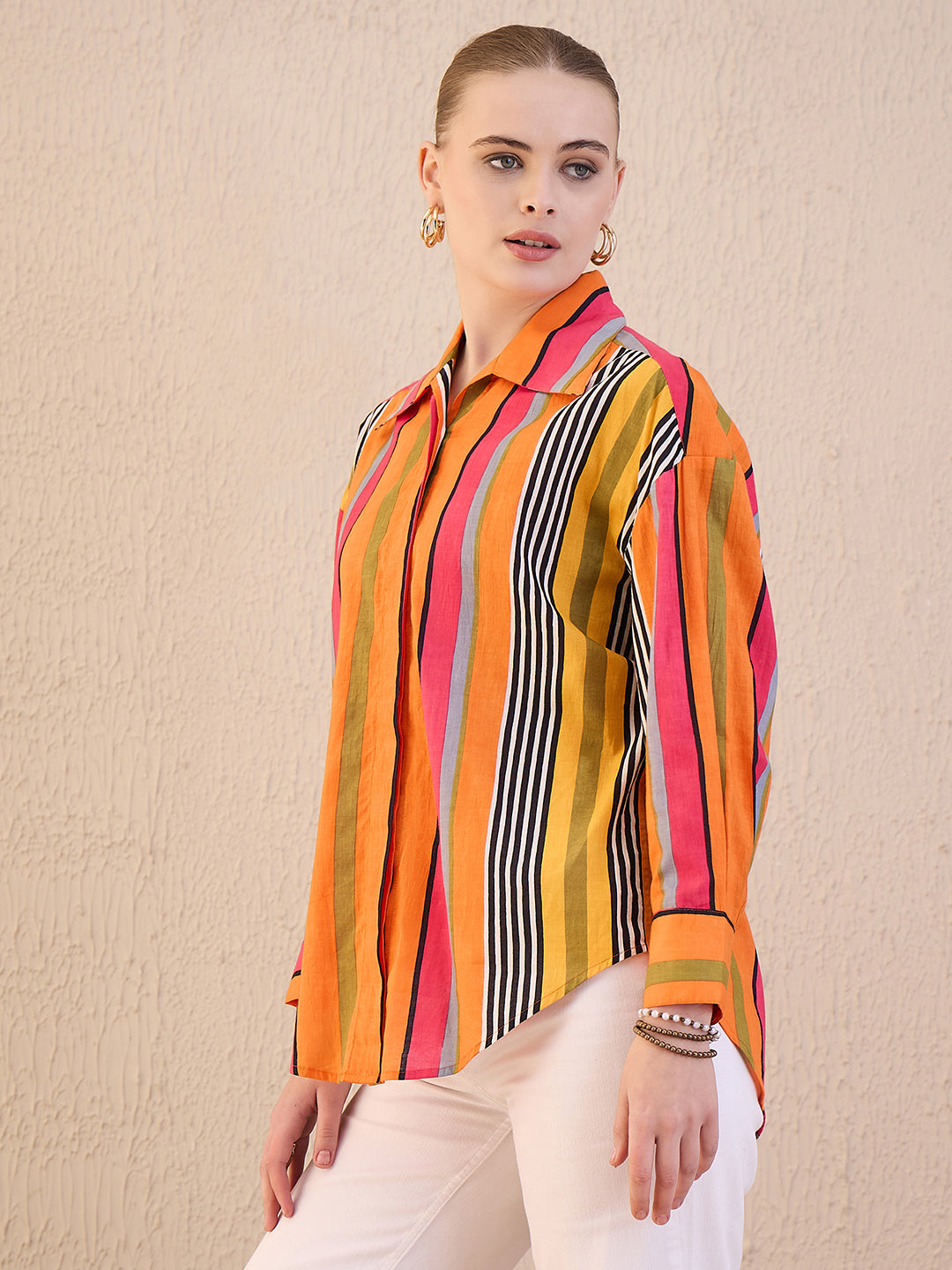 Printed Asymmetrical Cotton Shirt