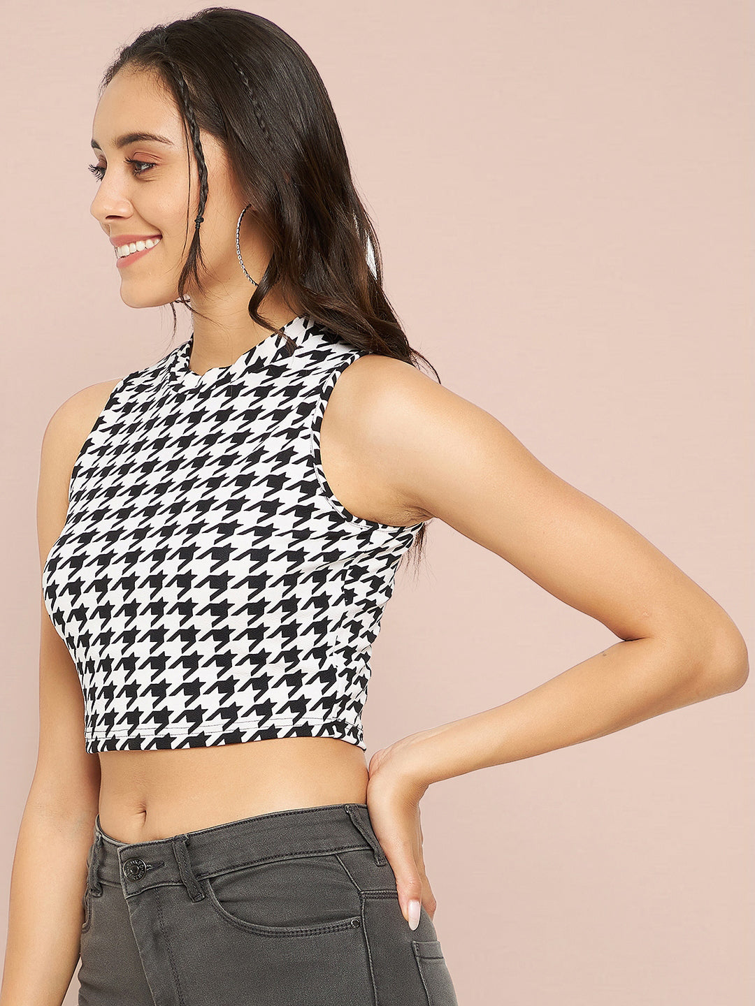 Cotton Stretchable High Neck Crop Top