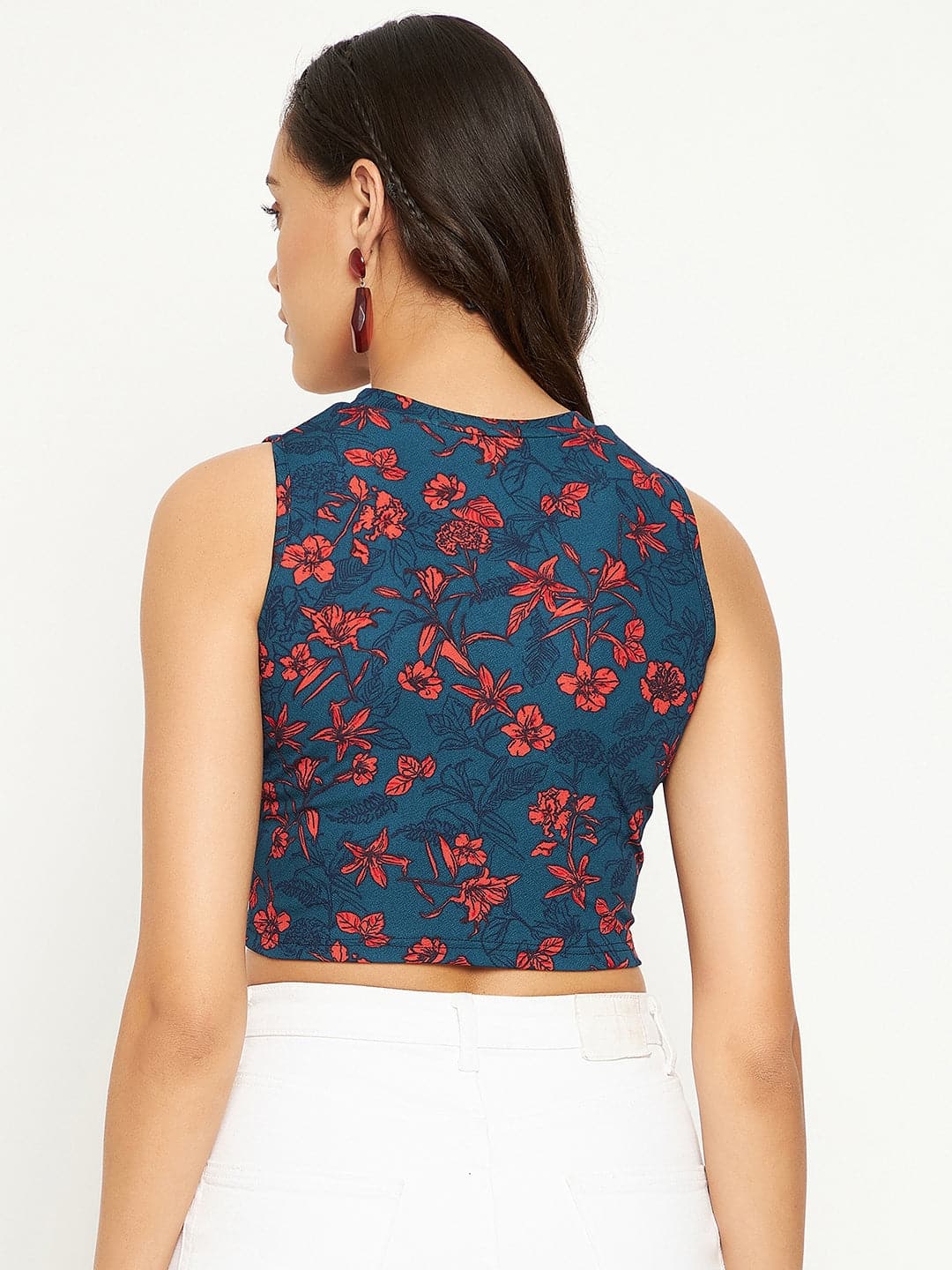 Cotton Stretchable High Neck Crop Top