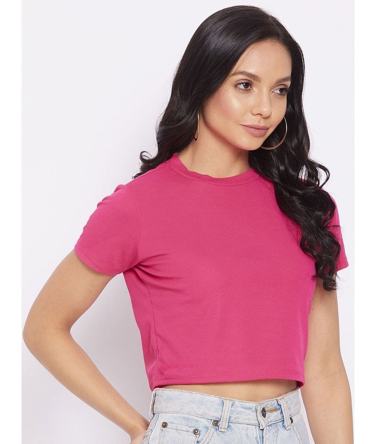 Solid Cotton Stretchable Crop Top