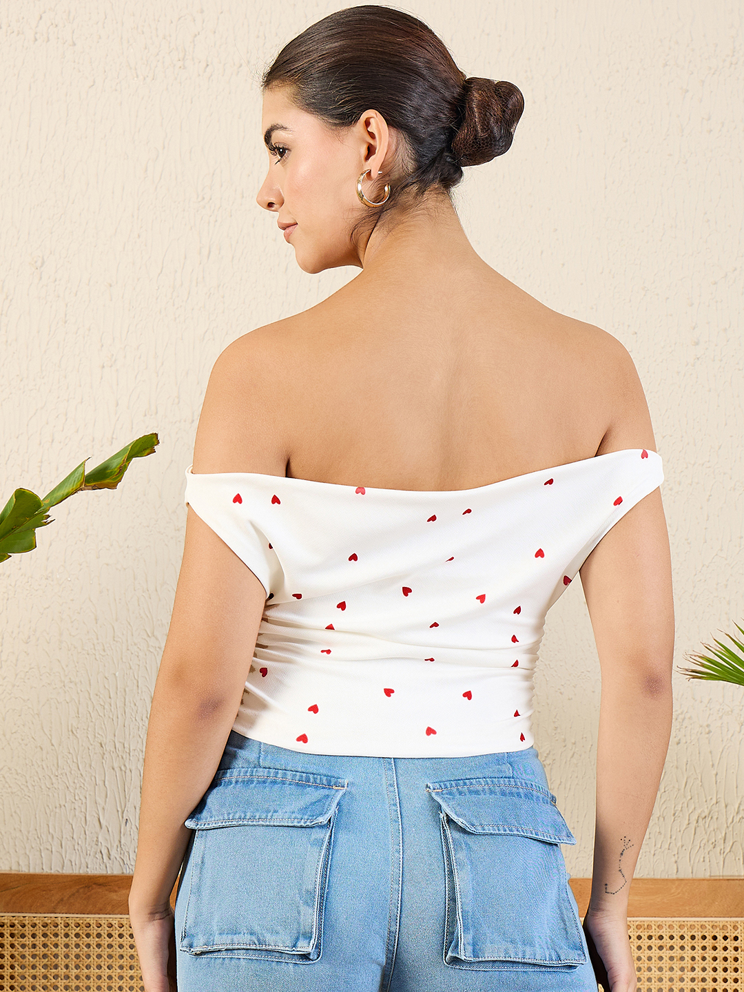 Printed Cotton Stretchable Draped Crop Top