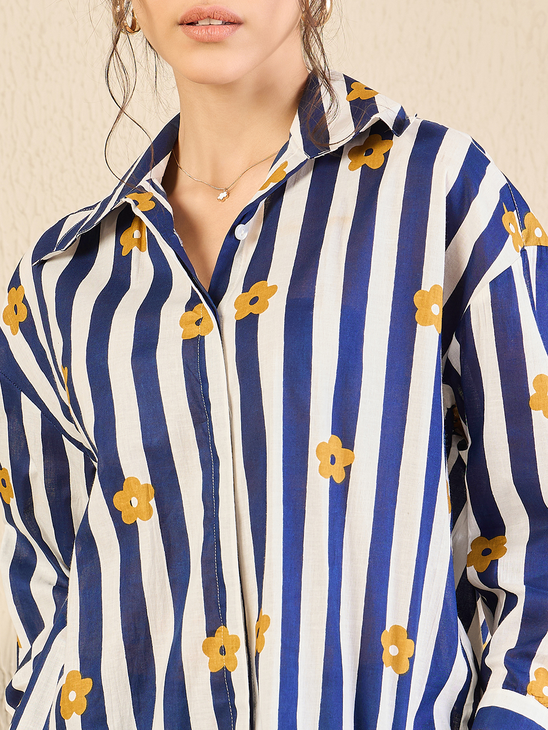 Printed Asymmetrical Cotton Shirt