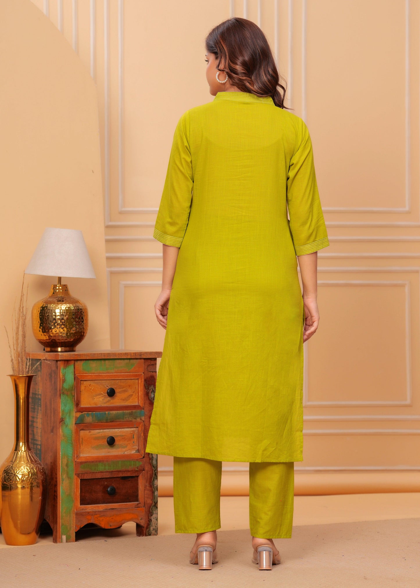 Mustard Yellow Cotton Slub Kurta and Pant Set