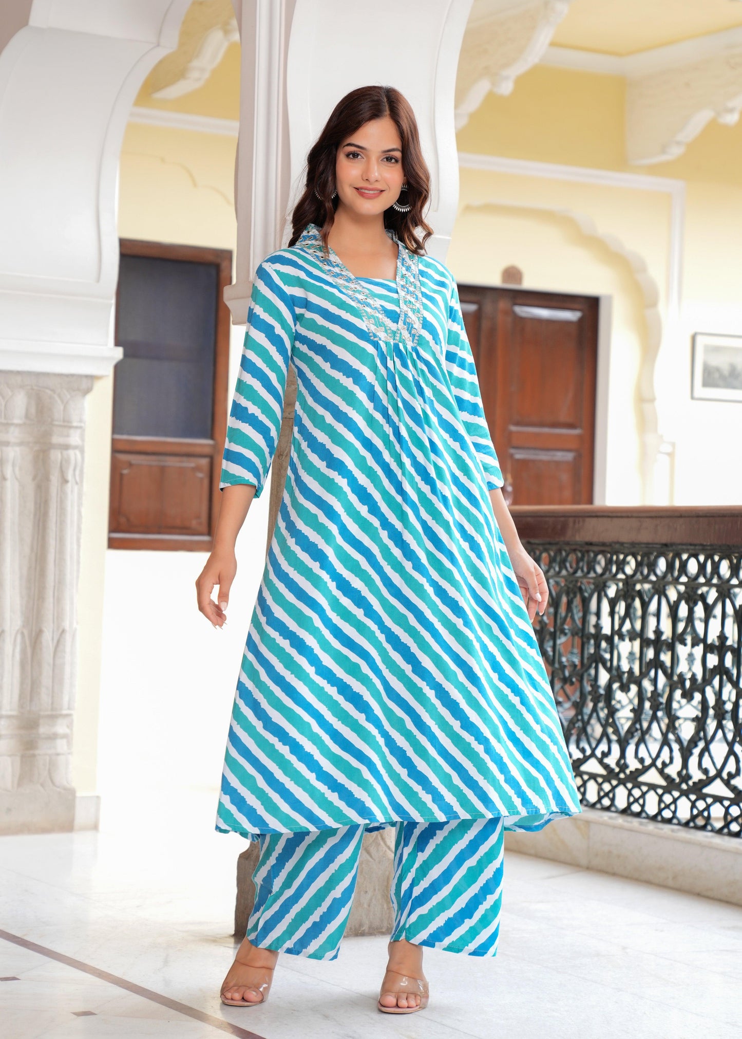 Lehariya Printed Rayon Kurta and Palazzo Set