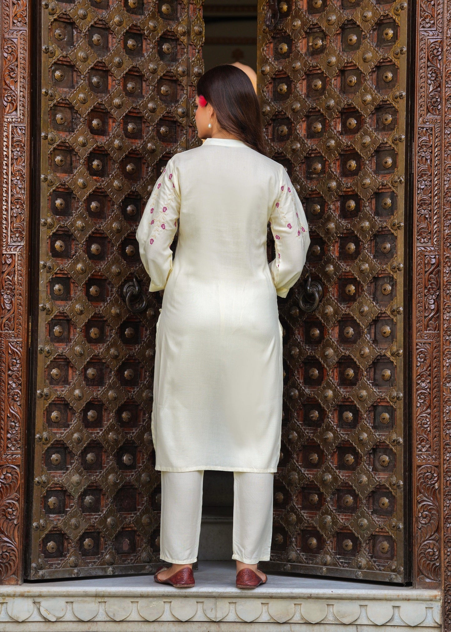 Embroidered Rayon Kurta and Pant Set