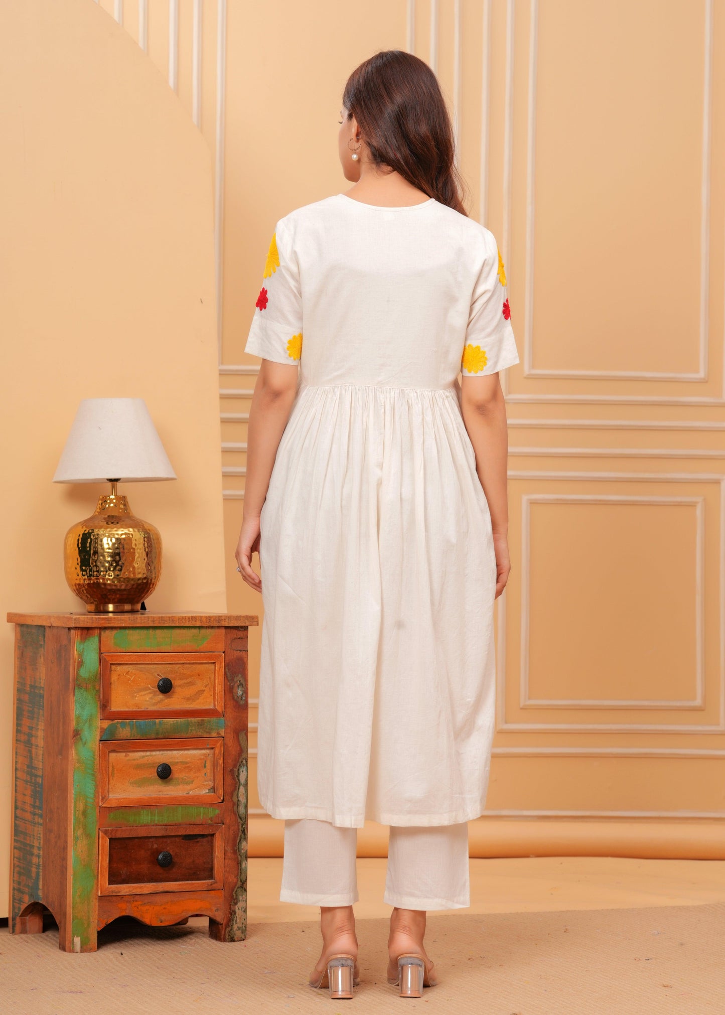 Embroidered Cotton Kurta and Pant Set