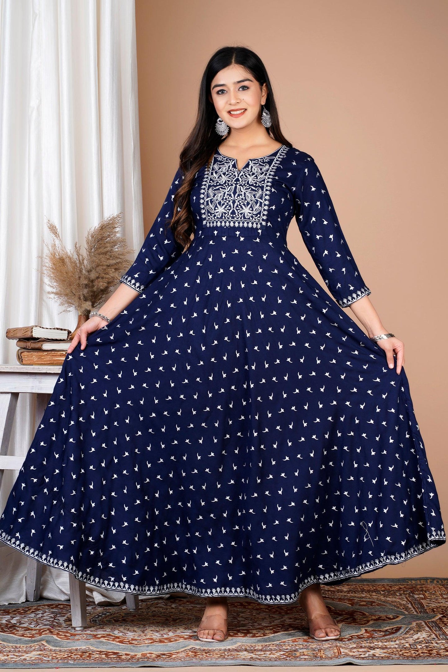 Ethnic Motifs Printed Stylish Embroidered Anarkali Gown