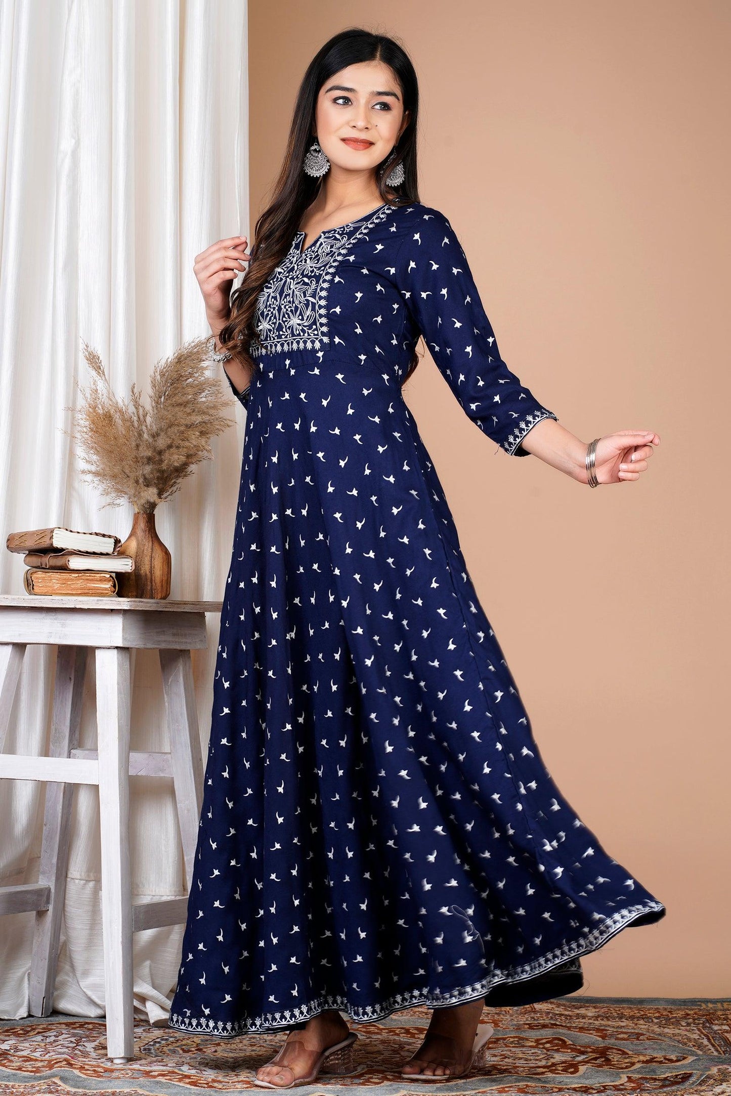 Ethnic Motifs Printed Stylish Embroidered Anarkali Gown