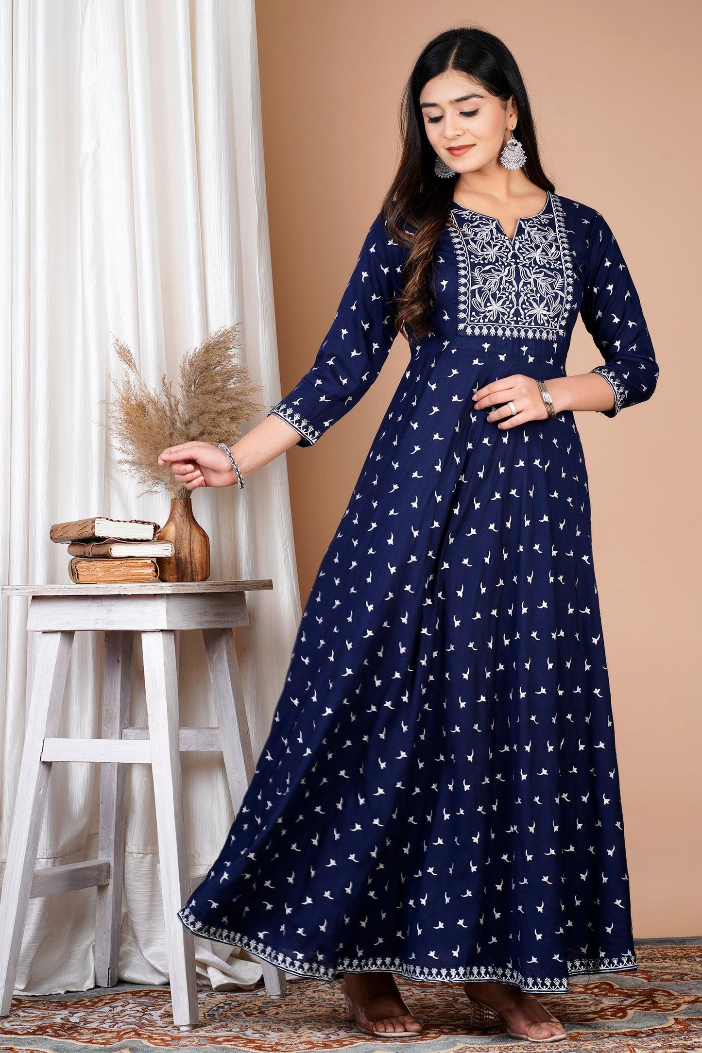 Ethnic Motifs Printed Stylish Embroidered Anarkali Gown