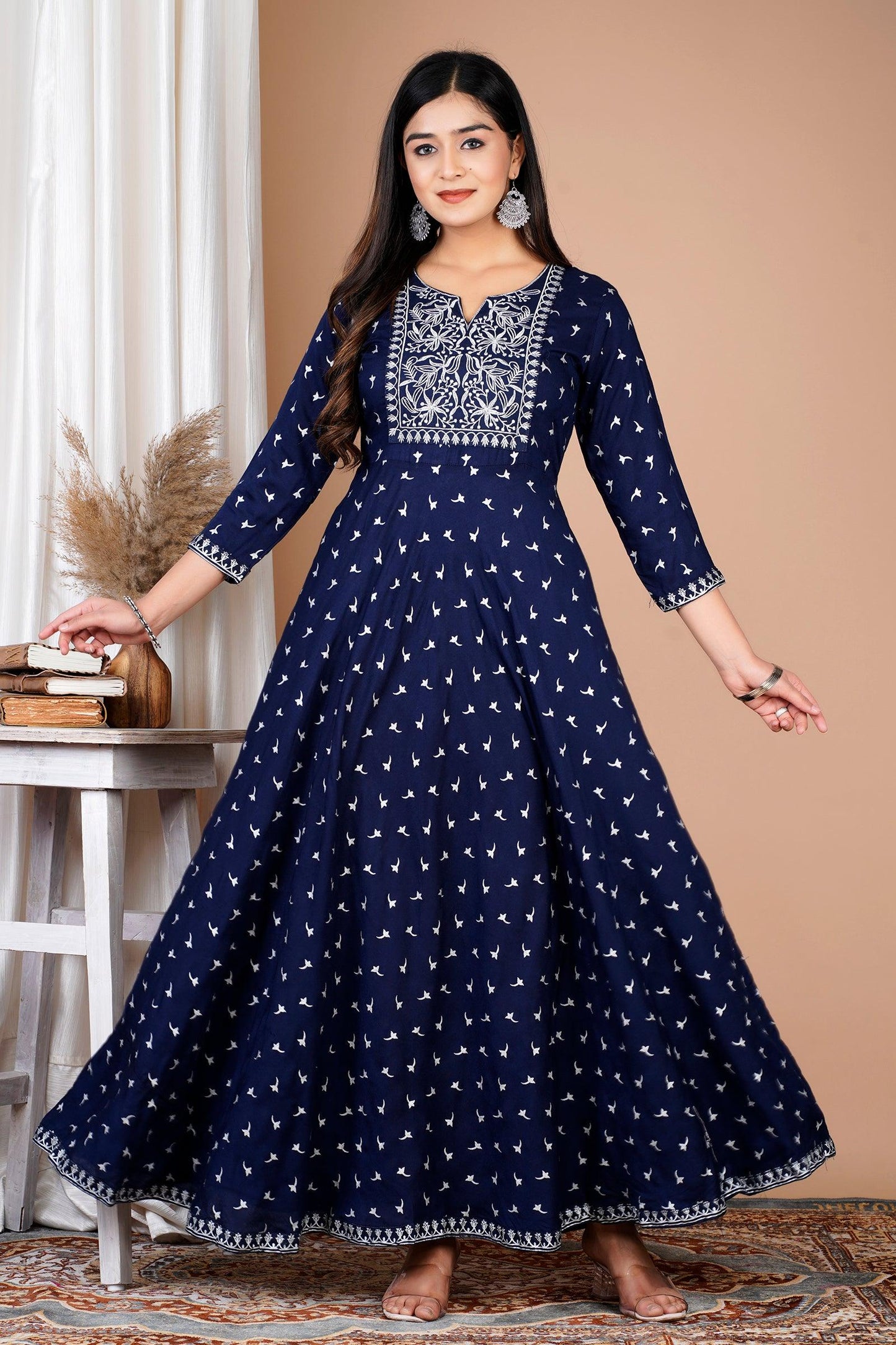 Ethnic Motifs Printed Stylish Embroidered Anarkali Gown