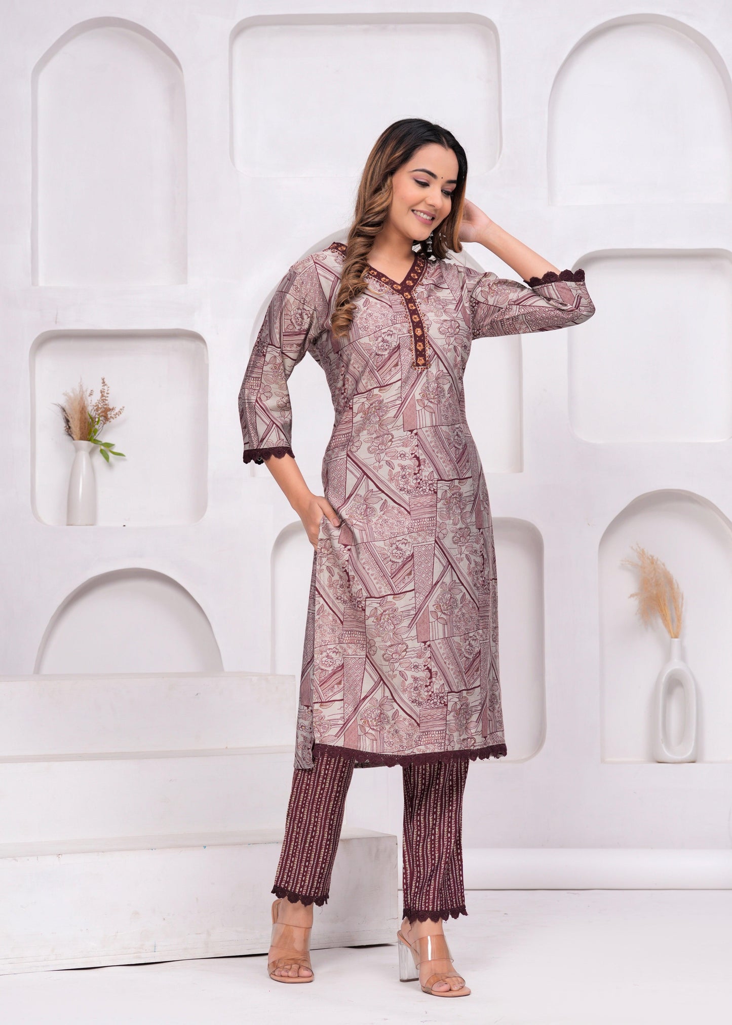 Quill Grey Embellished Muslin Suit Set with Georgette Dupatta