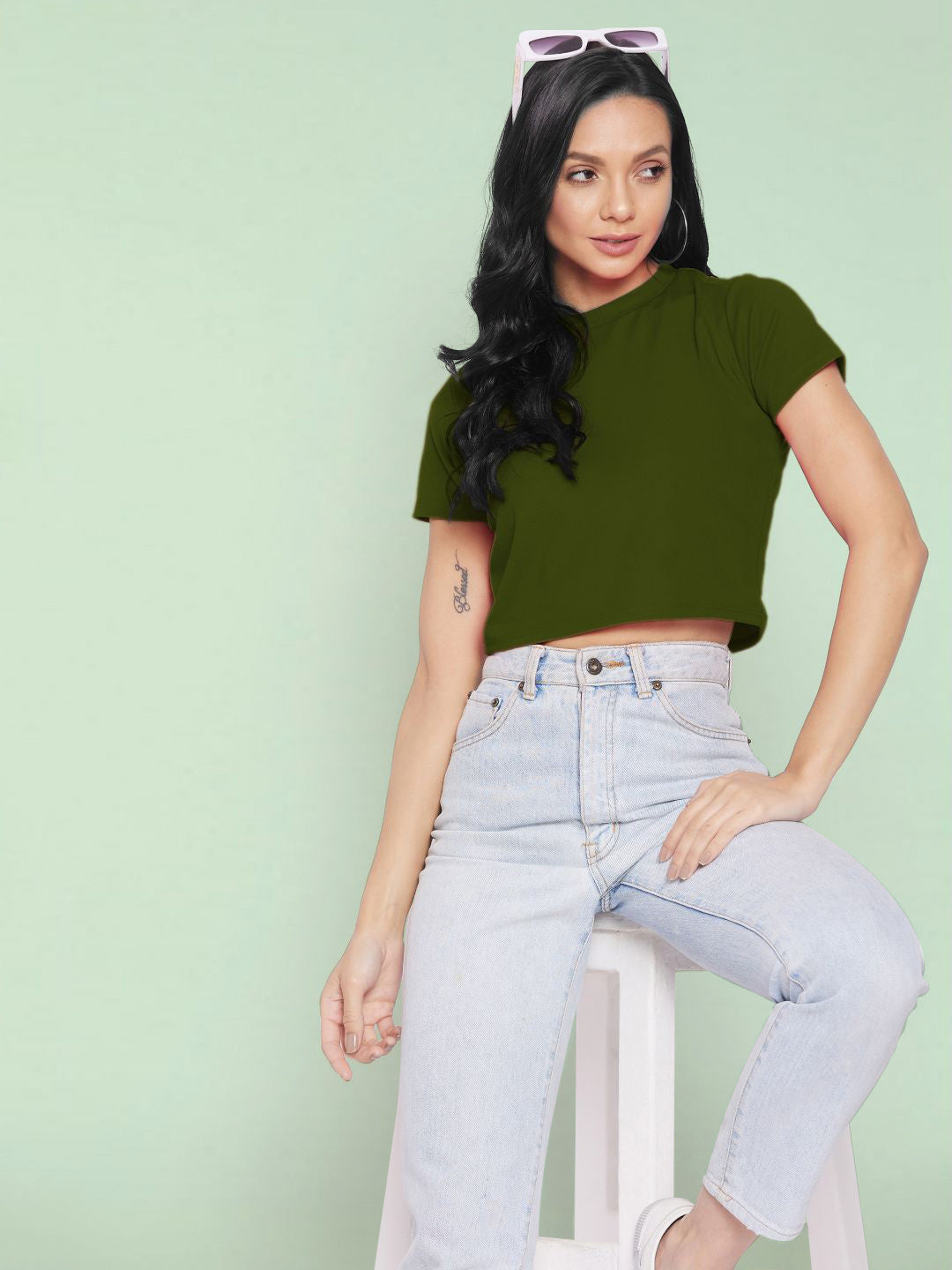 Solid Cotton Stretchable Crop Top