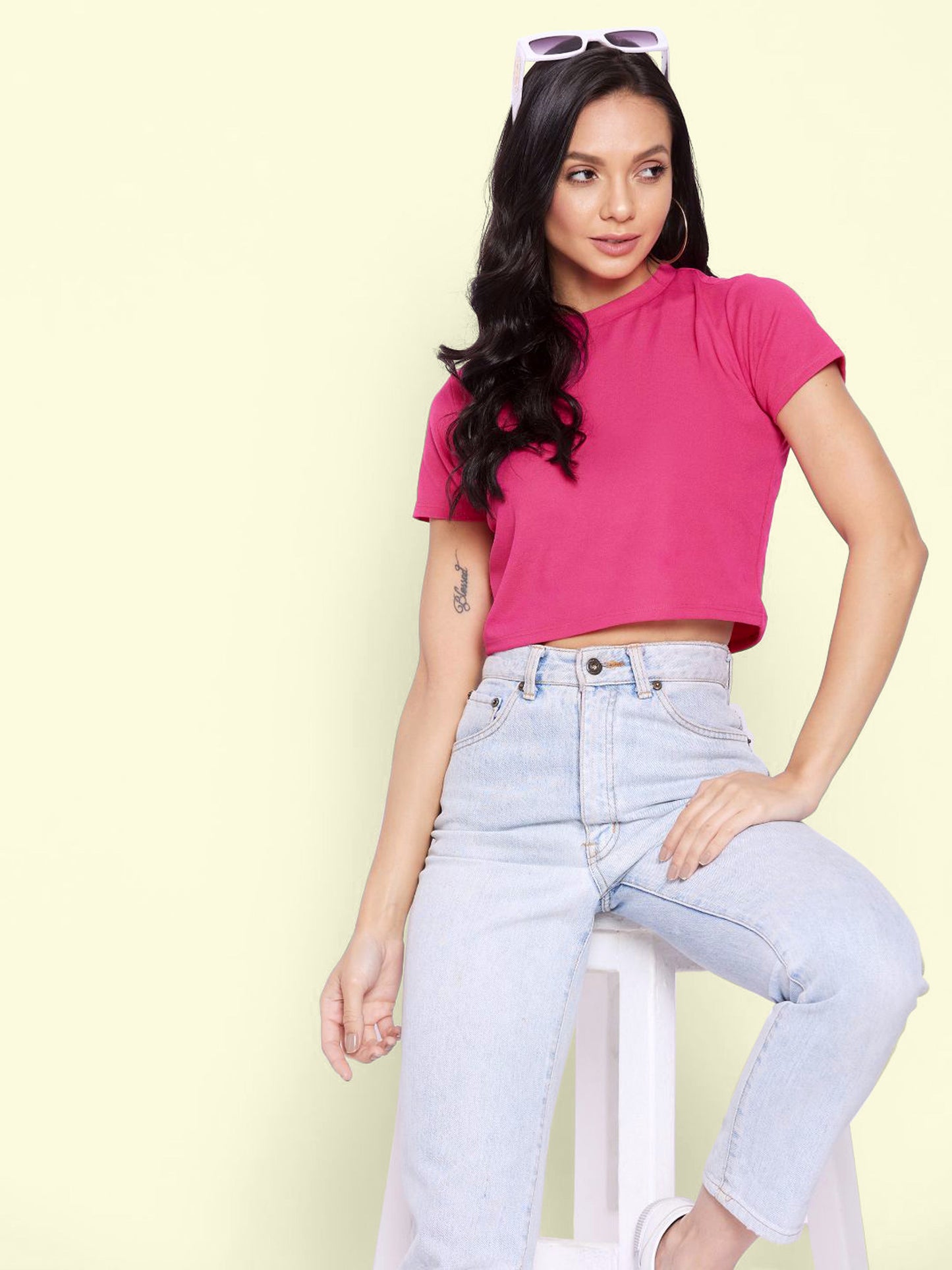 Solid Cotton Stretchable Crop Top