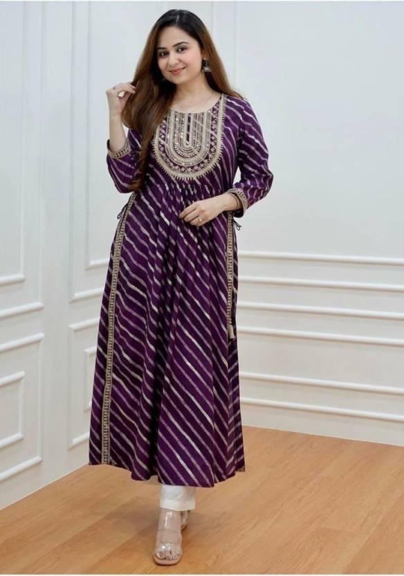 Embroidered Leheriya Printed Kurta and Pant Set