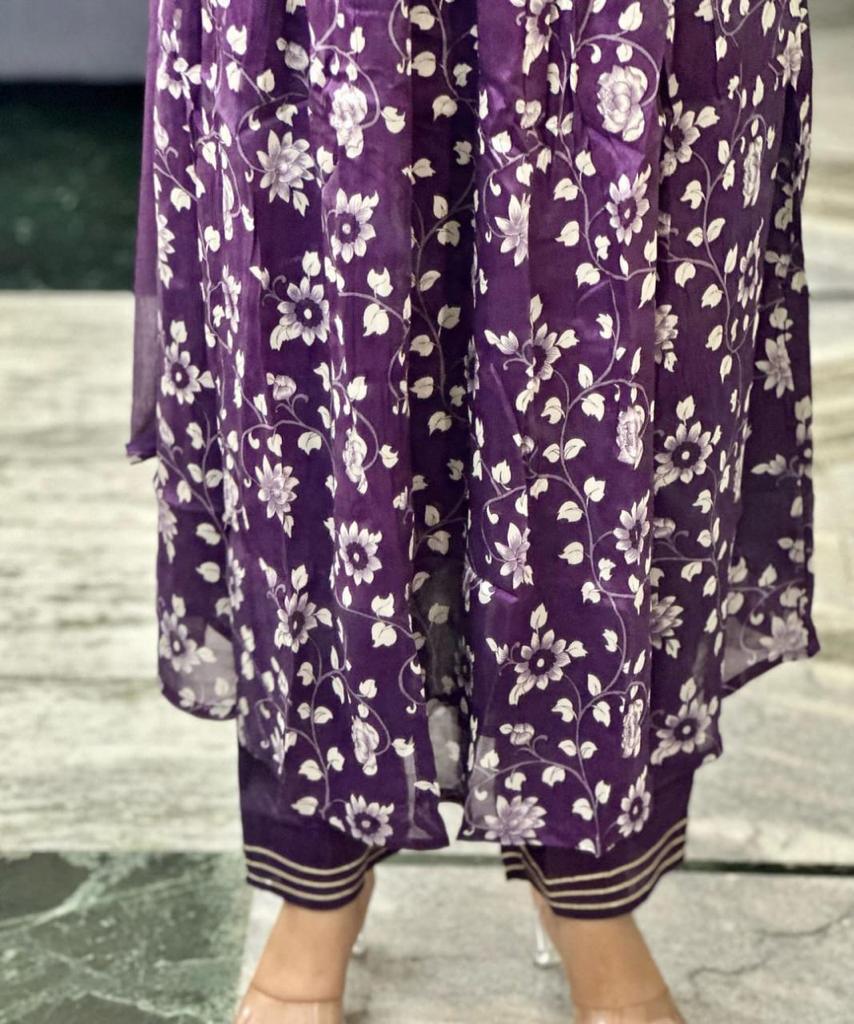 Floral Printed Kurta Pant Set with Dupatta