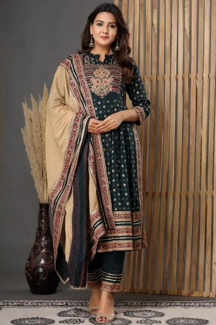 Handwork Embroidered Kurta and Pant Set with Dupatta