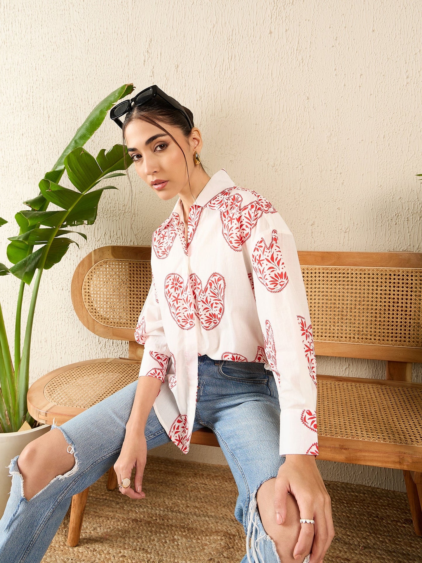 Printed Asymmetrical Cotton Shirt