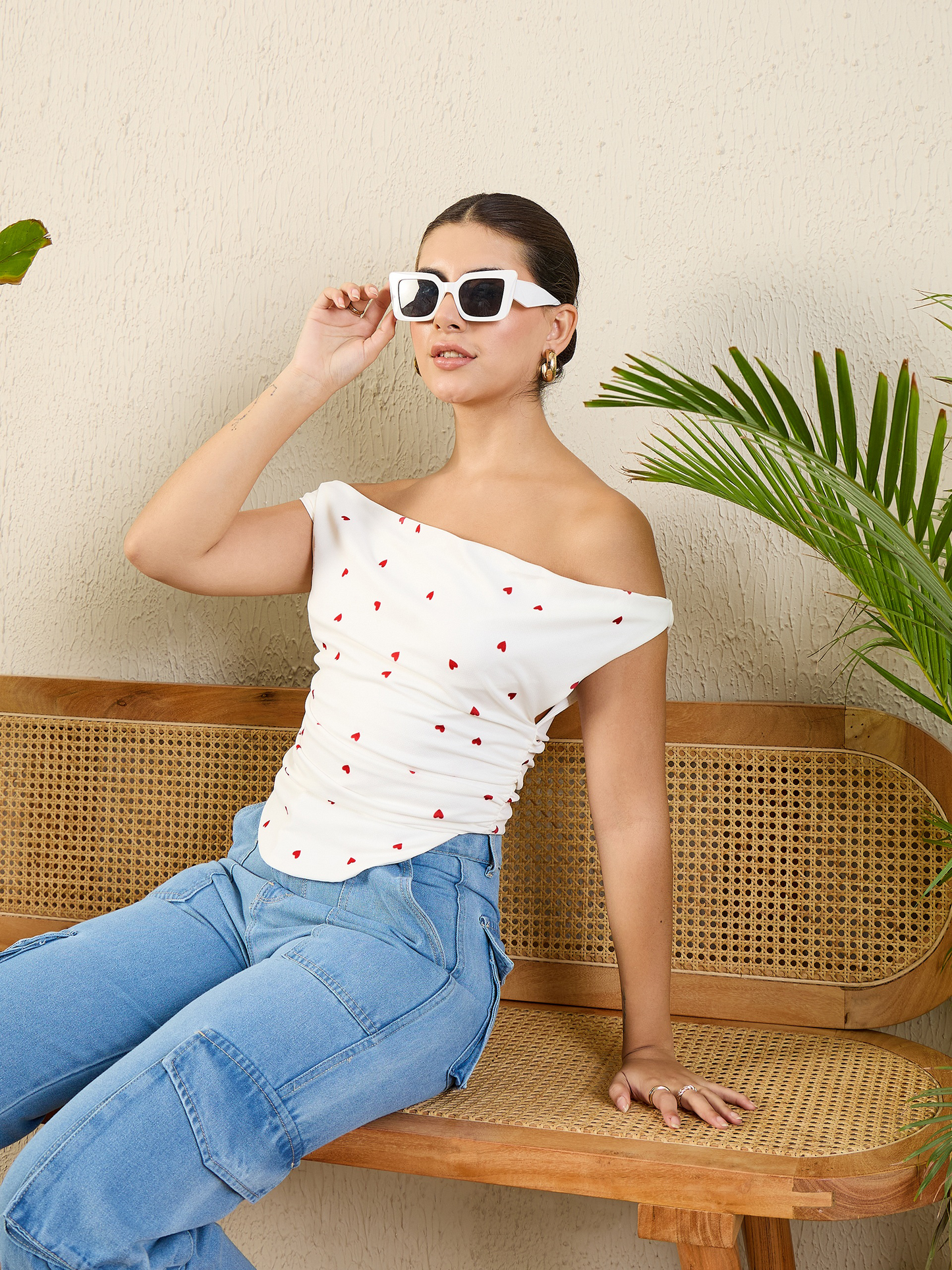 Printed Cotton Stretchable Draped Crop Top