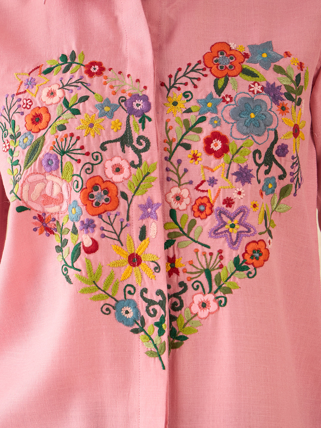 Floral Embroidered Cotton Shirt